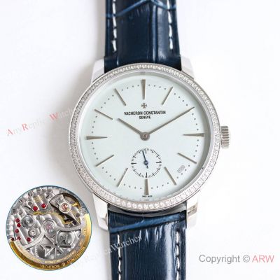 Swiss Copy Vacheron Constantin Patrimony Small Seconds Light Blue Dial 42mm Watches Diamond-set